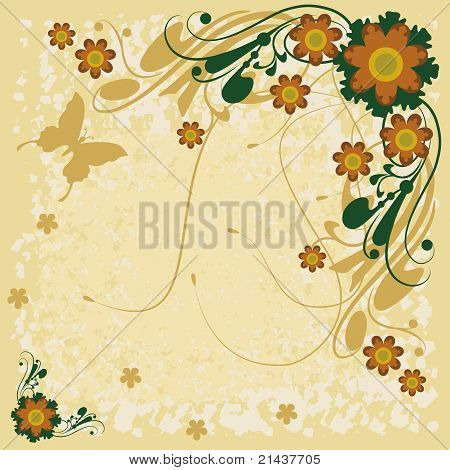 Blomster, sommerfugle og ornamenter