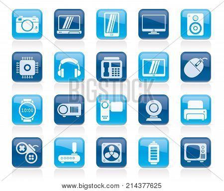 different types of electronics icons - vector icon set