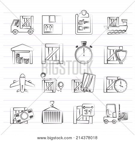 Cargo, shipping, Logistics and delivery icons - vector icon set