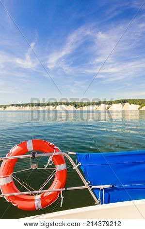 Rescue Ring On Sailing Boat During Cruise