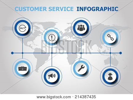 Infographic design with customer service icons, stock vector
