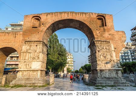 Thessaloniki Greece - July 17 2015: Arch Of Galerius In Thessaloniki Greece In A Summer Day