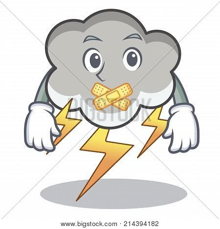 Silent thunder cloud character cartoon vector illustration