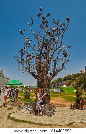 TBILISI, GEORGIA - 31 August 2017: Statue of Tree in Rike park of Tbilisi, Capital of Georgia Country