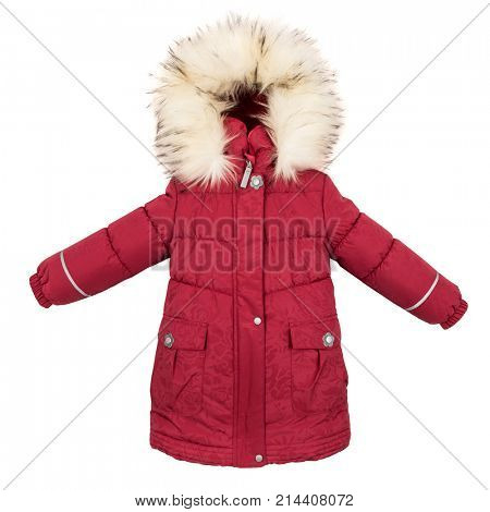 Childrens Women winter jacket isolated on white background.