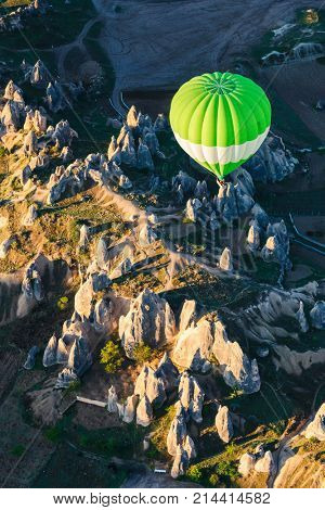 Balloon silhouette in the sunrise sky