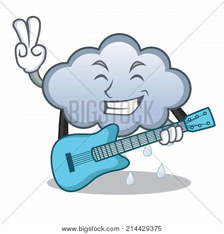With guitar rain cloud character cartoon vector illustration
