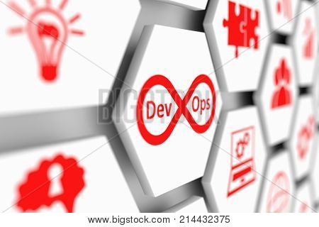 DevOps concept cell blurred background 3d illustration
