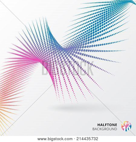 Abstract spiral halftone dots form colorful. Vector illustration background. for print magazine brochure leaftlet ad
