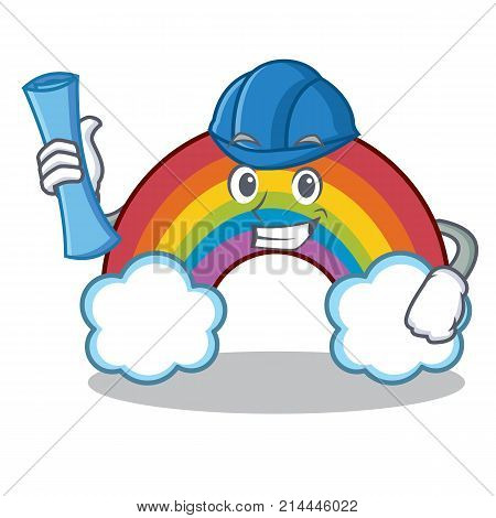 Architect colorful rainbow character cartoon vector illustration