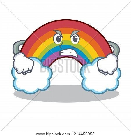 Angry colorful rainbow character cartoon vector illustration