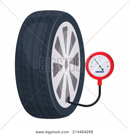 Wheel and manometer single icon in cartoon style for design.Car maintenance station vector symbol stock illustration .