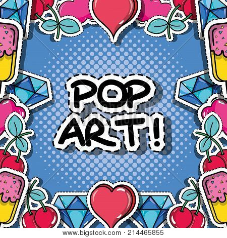 fachion pop art patch background design vector illustration