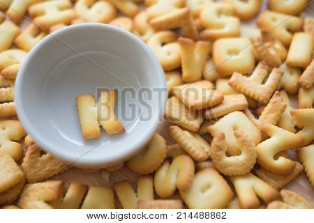 Alphabet Biscuit In Ceramic Cups Letters K