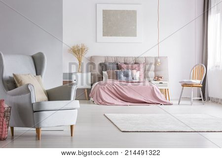 Spacious Interior Of Light Pastel Bedroom