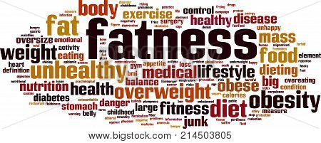 Fatness word cloud concept. Vector illustration on white