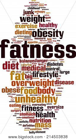 Fatness word cloud concept. Vector illustration on white