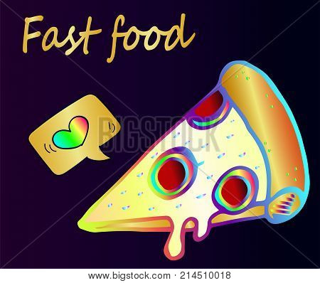 A piece of tasty and juicy pizza - fast fcd, close-up.