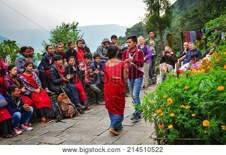 Folk Dance During Tihar Festival In Nepal