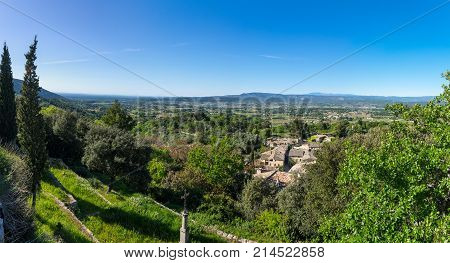Panoramic view of town Oppede-le-Vieux in Provence France