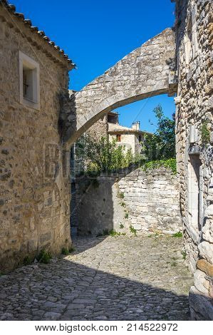 Street of town Oppede-le-Vieux in Provence France