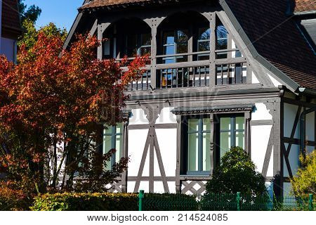Traditional Timber-framing Gouse In Alsace, Strasbourg, Autumnal Light