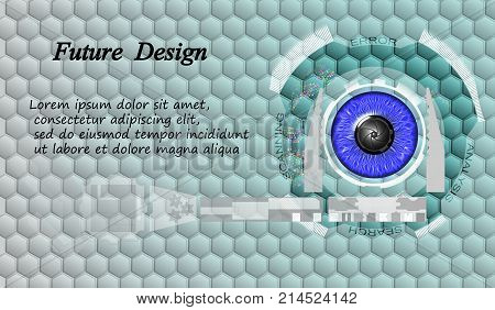 Digital Image Of Blue Eyes With A Screen Interface. Design For Web. Head-up Display.