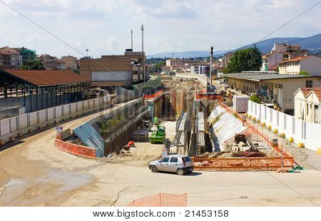 Train station construction site.