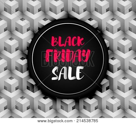 Black Friday Sale banner with geometrical seamless pattern. Hi-tech realistic background. Vector illustration eps10 file.