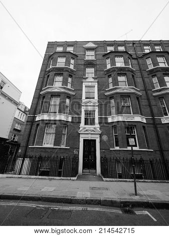Russell House In London Black And White