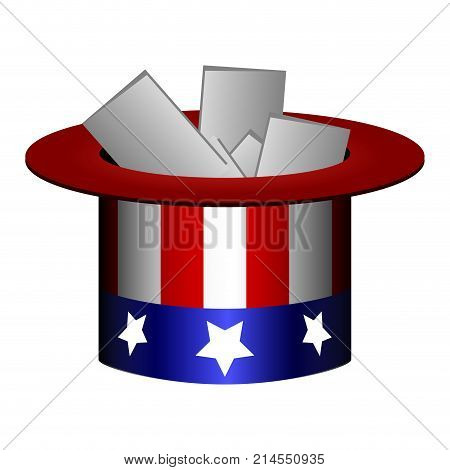 Isolated traditional hat of united states with electoral cardon a white background, vector illustration