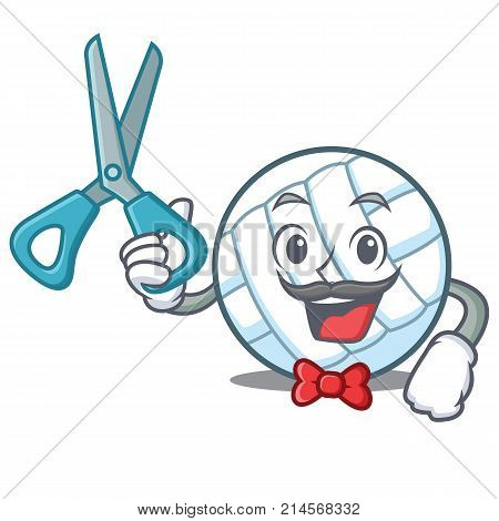 Barber volley ball character cartoon vector illustration