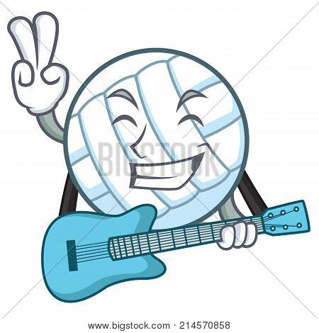 With guitar volley ball character cartoon vector illustration