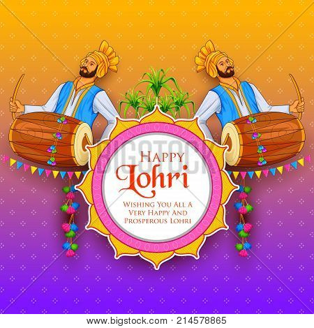 illustration of Happy Lohri holiday background for Punjabi festival