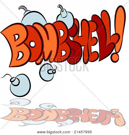 An image of a bombshell bomb sound effect text.