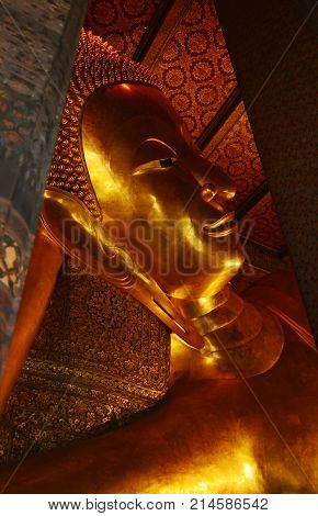 reclining Buddha temple ones of famous place in Bangkok Thailand