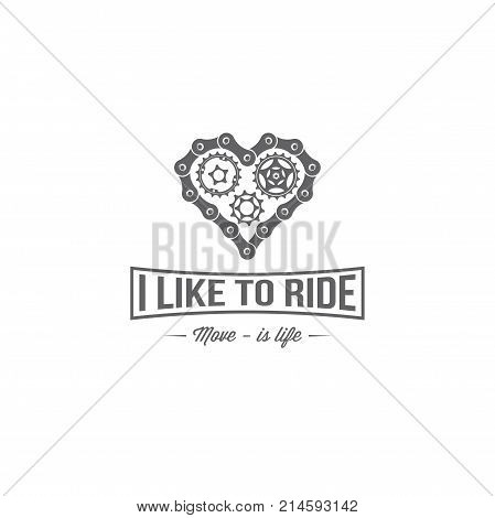 vector illustration of a bicycle emblem in the style of the heart on a white background for design and advertising