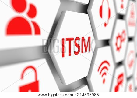 ITSM concept cell blurred background 3d illustration