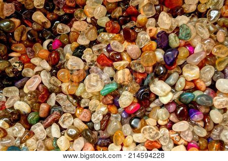Beautiful and small mineral stones of transparent colors
