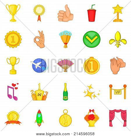 Dear prize icons set. Cartoon set of 25 dear prize vector icons for web isolated on white background