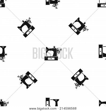 Sewing machine pattern repeat seamless in black color for any design. Vector geometric illustration