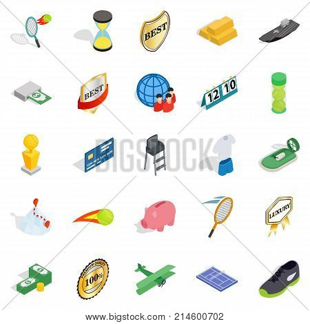 Compensation icons set. Isometric set of 25 compensation vector icons for web isolated on white background