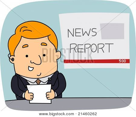 Illustrazione di un giornalista al lavoro