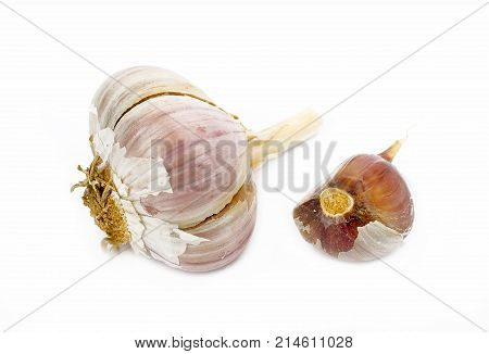 Isolated garlic. Raw garlic isolated on white background