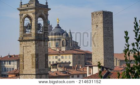 Panorama of old Bergamo, Italy. Bergamo, also called La Citt dei Mille, The City of the Thousand , is a city in Lombardy, northern Italy, about 40 km northeast of Milan
