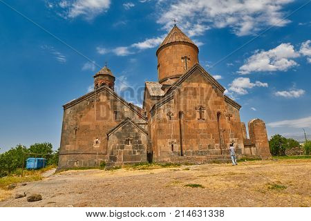 ARTASHAVAN, ARMENIA - 06 AUGUST 2017: Saghmosavank Mountain Monastery