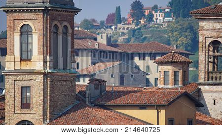 Panorama of old Bergamo, Italy. Bergamo, also called La Citt dei Mille, The City of the Thousand , is a city in Lombardy, northern Italy, about 40 km northeast of Milan