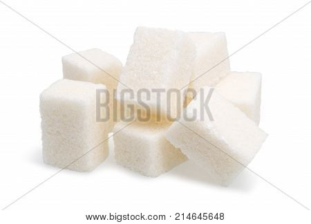 Group of sugar  cubes isolated on white background