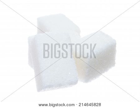 Group of sugar  cubes isolated on white background