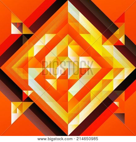 Abstract geometric colorful seamless pattern in retro style of lozenges, triangles, squares and lines. Vector template for design banners, posters, brochures, flyers in space, mythical, modern style.